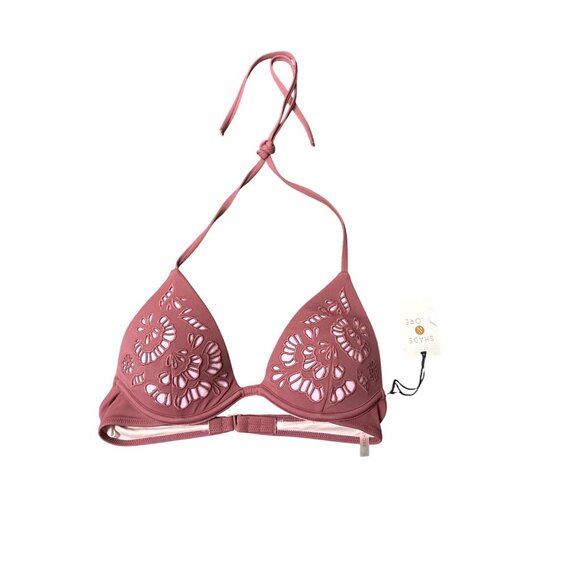 Shade & Shore Burgundy Laser-Cut Triangle Bikini Top Size 32B - Picture 2 of 7